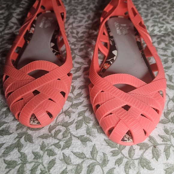 Melissa + Jason Wu bright coral ballet flats - Picture 2 of 8